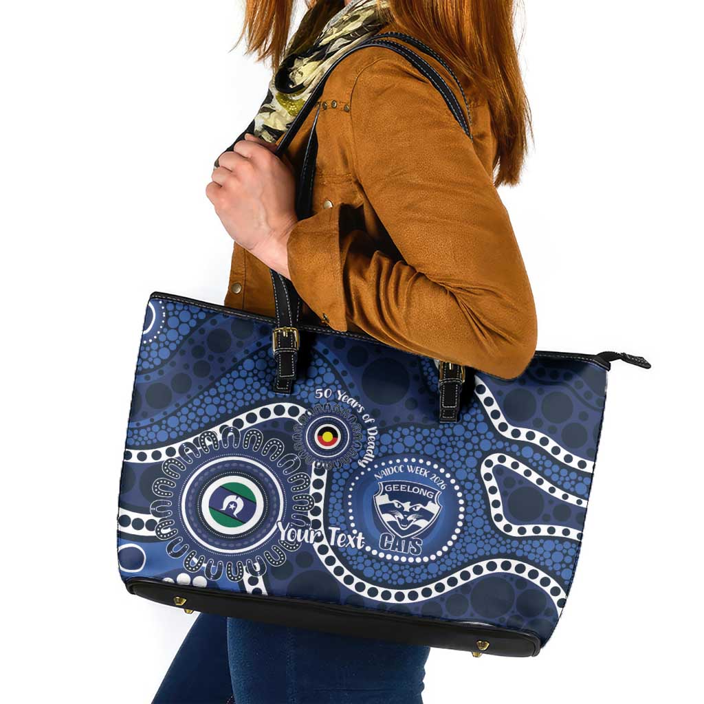 Geelong Cats NAIDOC Week 2026 Personalised Leather Tote Bag 50 Years of Deadly Aboriginal Art