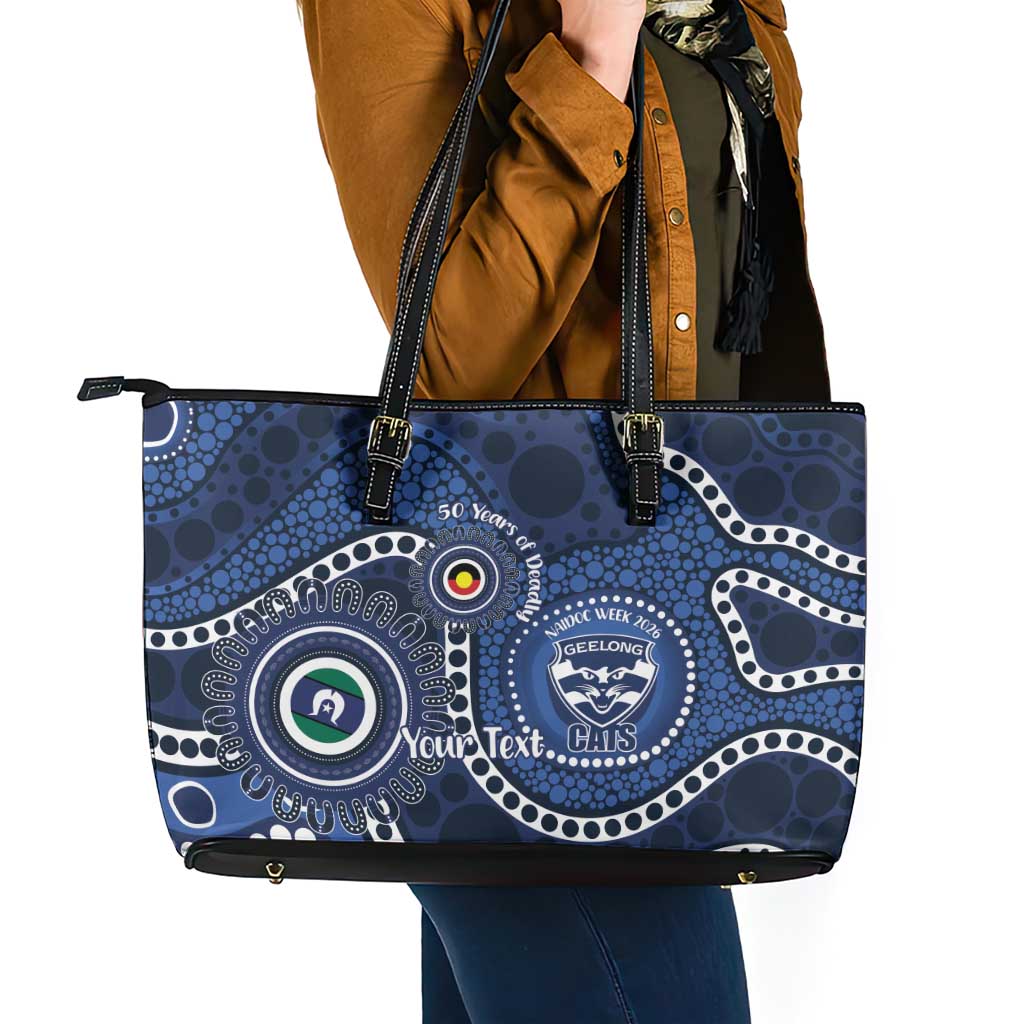 Geelong Cats NAIDOC Week 2026 Personalised Leather Tote Bag 50 Years of Deadly Aboriginal Art