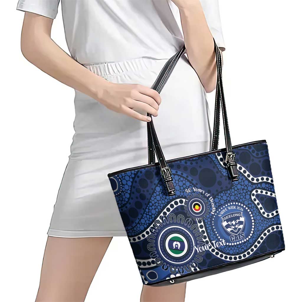 Geelong Cats NAIDOC Week 2026 Personalised Leather Tote Bag 50 Years of Deadly Aboriginal Art