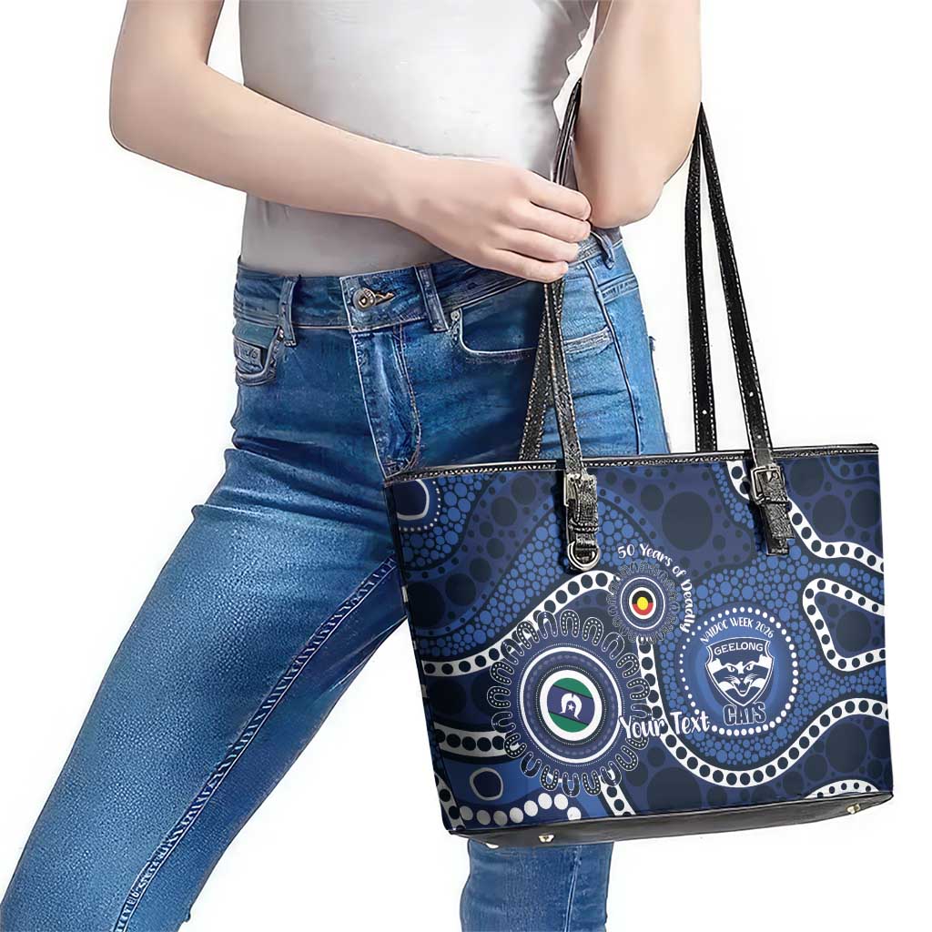 Geelong Cats NAIDOC Week 2026 Personalised Leather Tote Bag 50 Years of Deadly Aboriginal Art