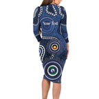 Geelong Cats NAIDOC Week 2026 Personalised Long Sleeve Bodycon Dress 50 Years of Deadly Aboriginal Art