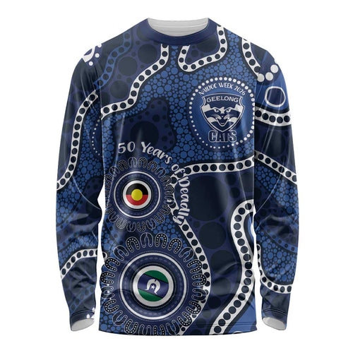 Geelong Cats NAIDOC Week 2026 Personalised Long Sleeve Shirt 50 Years of Deadly Aboriginal Art