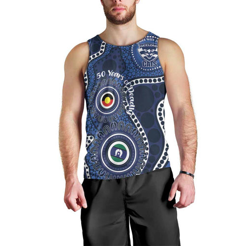 Geelong Cats NAIDOC Week 2026 Personalised Men Tank Top 50 Years of Deadly Aboriginal Art