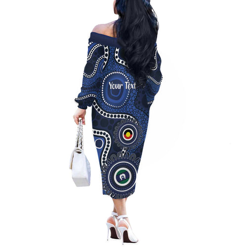 Geelong Cats NAIDOC Week 2026 Personalised Off The Shoulder Long Sleeve Dress 50 Years of Deadly Aboriginal Art