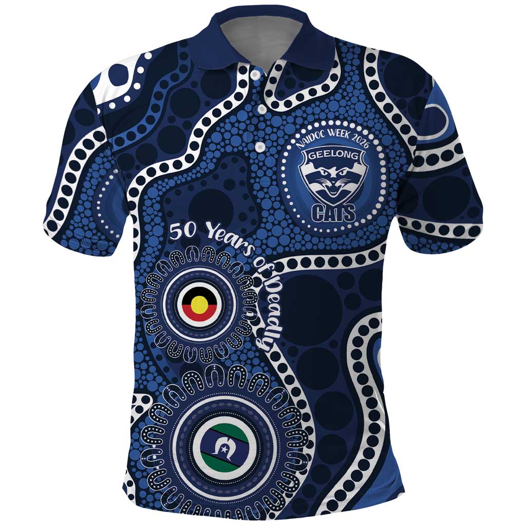 Geelong Cats NAIDOC Week 2026 Personalised Polo Shirt 50 Years of Deadly Aboriginal Art