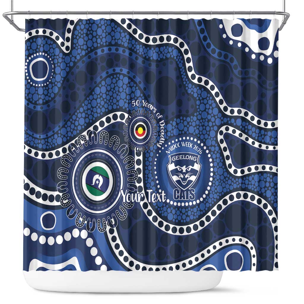 Geelong Cats NAIDOC Week 2026 Personalised Shower Curtain 50 Years of Deadly Aboriginal Art