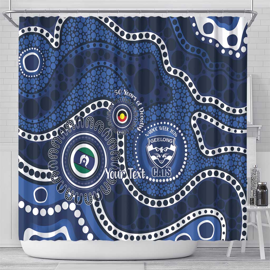 Geelong Cats NAIDOC Week 2026 Personalised Shower Curtain 50 Years of Deadly Aboriginal Art