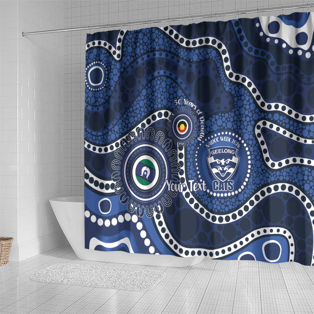 Geelong Cats NAIDOC Week 2026 Personalised Shower Curtain 50 Years of Deadly Aboriginal Art