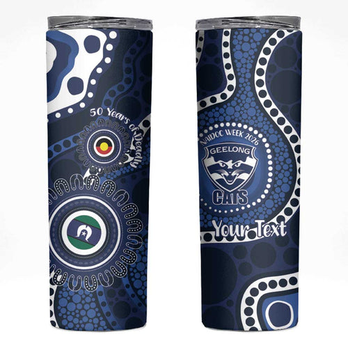 Geelong Cats NAIDOC Week 2026 Personalised Skinny Tumbler 50 Years of Deadly Aboriginal Art
