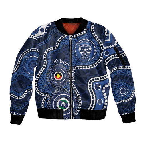 Geelong Cats NAIDOC Week 2026 Personalised Sleeve Zip Bomber Jacket 50 Years of Deadly Aboriginal Art
