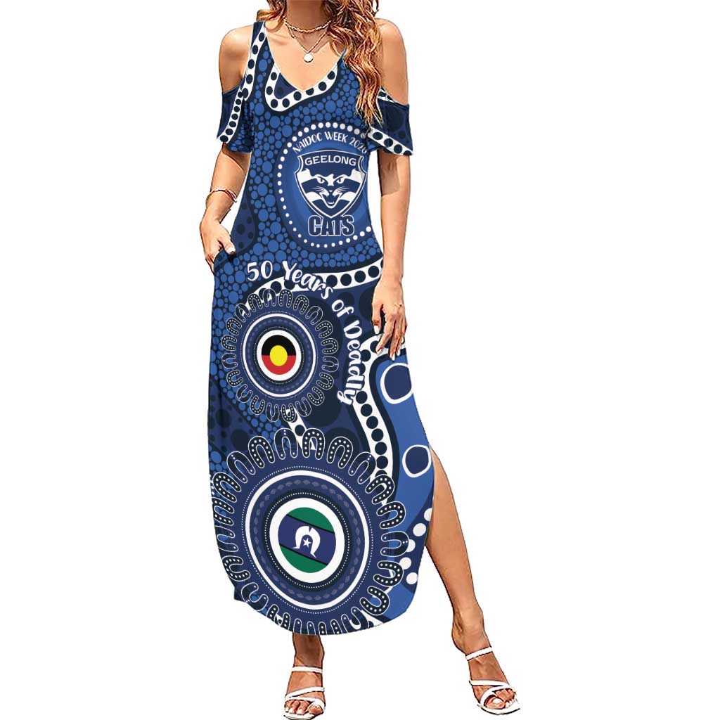 Geelong Cats NAIDOC Week 2026 Personalised Summer Maxi Dress 50 Years of Deadly Aboriginal Art