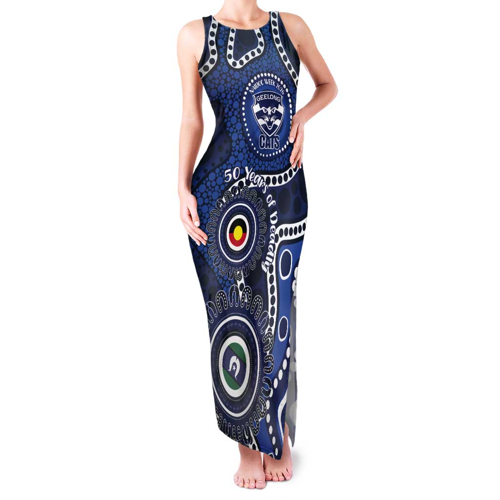 Geelong Cats NAIDOC Week 2026 Personalised Tank Maxi Dress 50 Years of Deadly Aboriginal Art