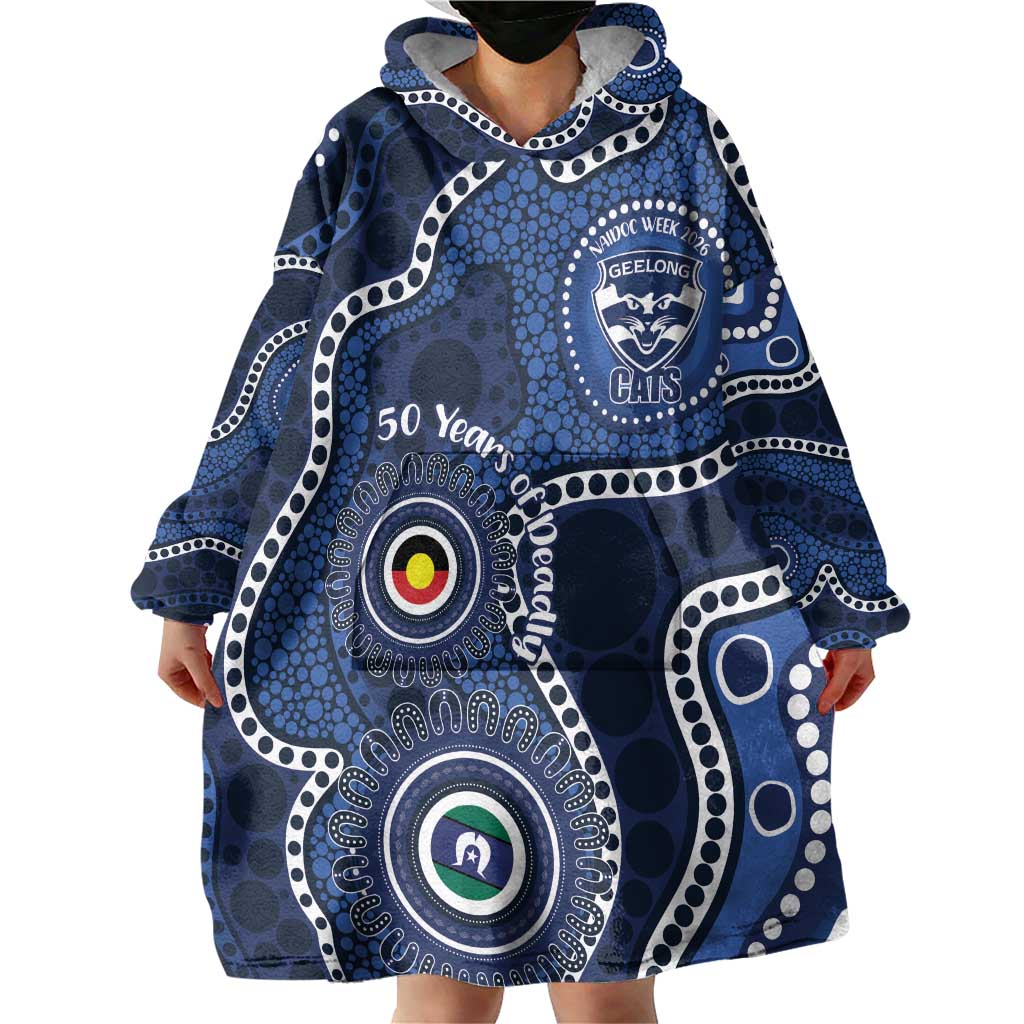 Geelong Cats NAIDOC Week 2026 Personalised Wearable Blanket Hoodie 50 Years of Deadly Aboriginal Art