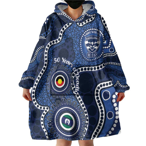 Geelong Cats NAIDOC Week 2026 Personalised Wearable Blanket Hoodie 50 Years of Deadly Aboriginal Art