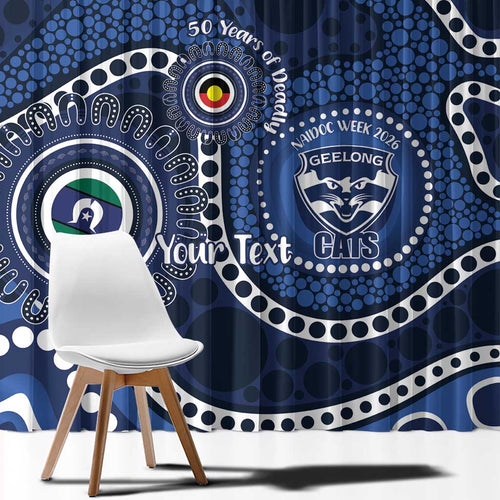 Geelong Cats NAIDOC Week 2026 Personalised Window Curtain 50 Years of Deadly Aboriginal Art