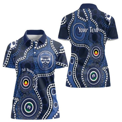 Geelong Cats NAIDOC Week 2026 Personalised Women Polo Shirt 50 Years of Deadly Aboriginal Art