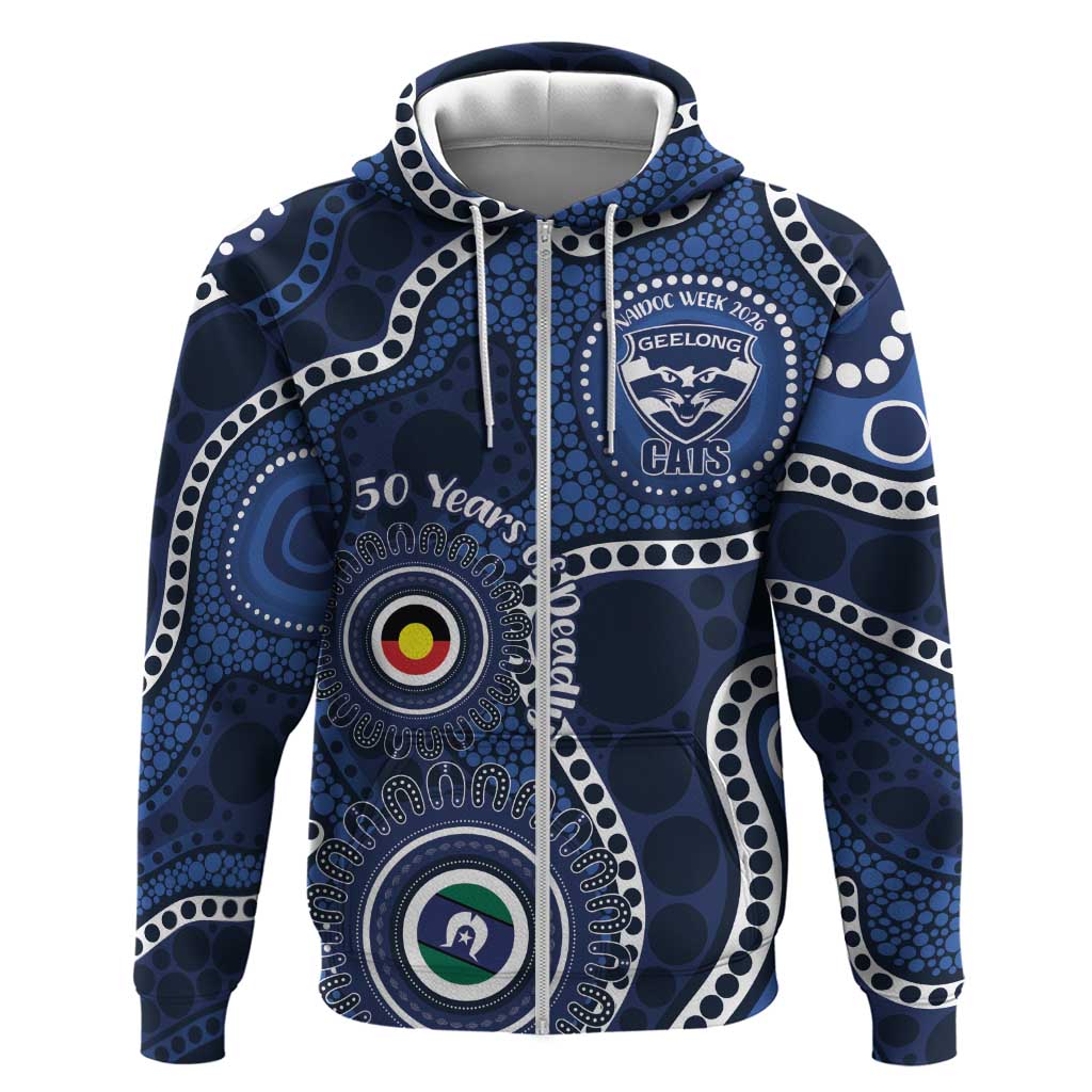 Geelong Cats NAIDOC Week 2026 Personalised Zip Hoodie 50 Years of Deadly Aboriginal Art
