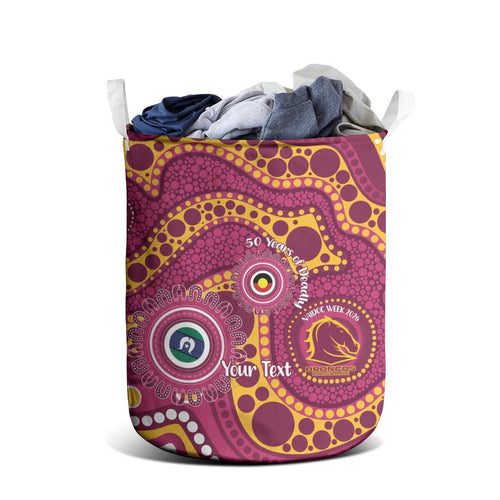 Broncos NAIDOC Week 2026 Personalised Laundry Basket 50 Years of Deadly Aboriginal Art