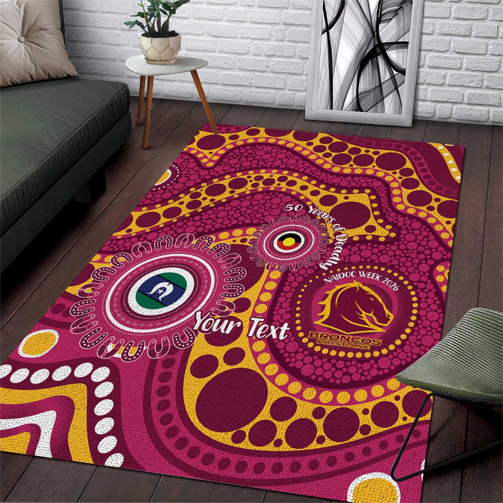 Broncos NAIDOC Week 2026 Personalised Area Rug 50 Years of Deadly Aboriginal Art