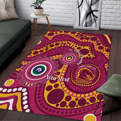 Broncos NAIDOC Week 2026 Personalised Area Rug 50 Years of Deadly Aboriginal Art