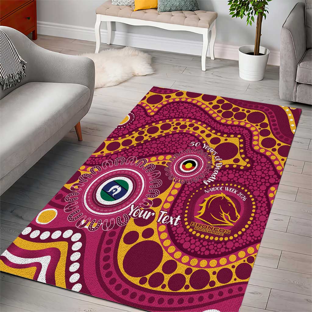 Broncos NAIDOC Week 2026 Personalised Area Rug 50 Years of Deadly Aboriginal Art