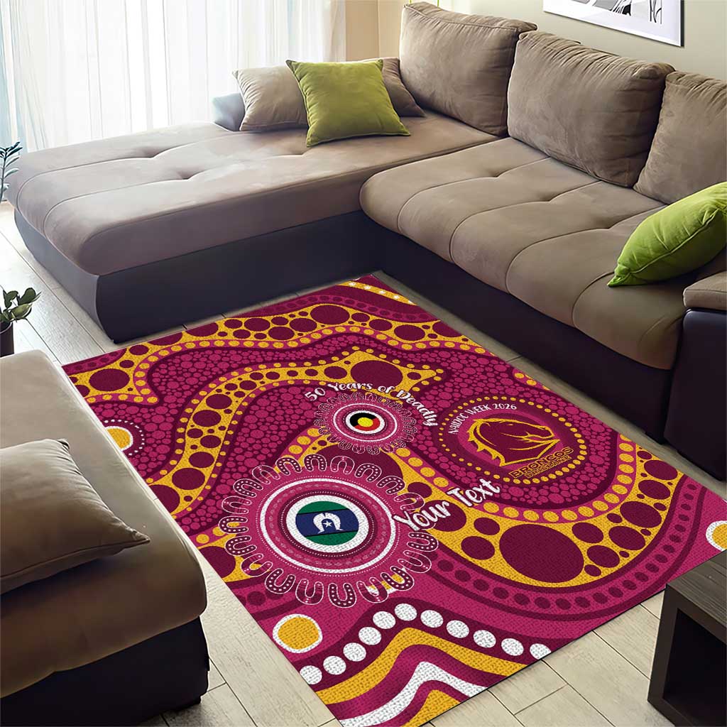 Broncos NAIDOC Week 2026 Personalised Area Rug 50 Years of Deadly Aboriginal Art