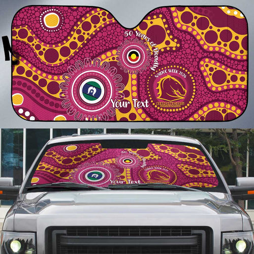 Broncos NAIDOC Week 2026 Personalised Auto Sun Shade 50 Years of Deadly Aboriginal Art