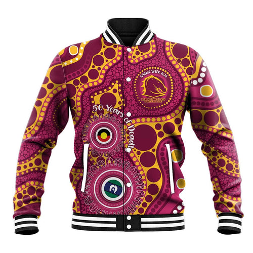 Broncos NAIDOC Week 2026 Personalised Baseball Jacket 50 Years of Deadly Aboriginal Art