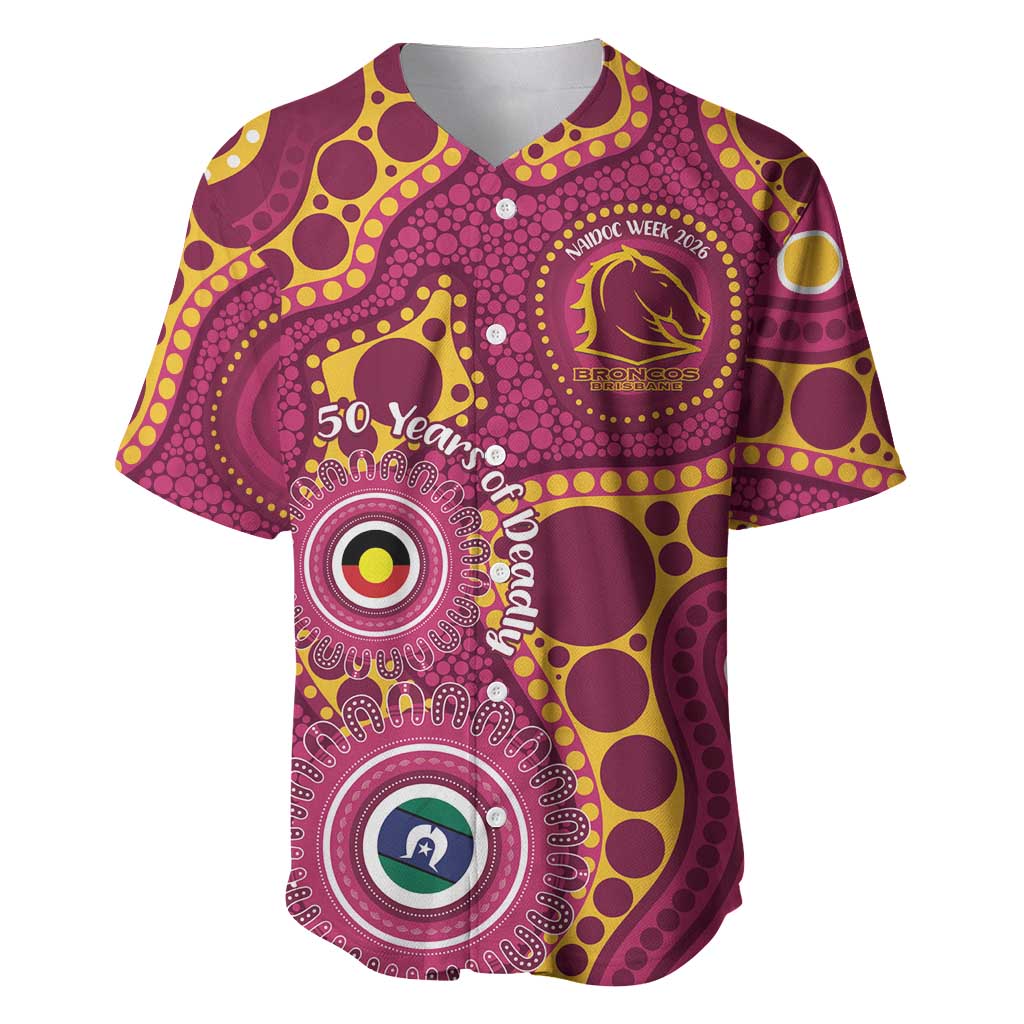 Broncos NAIDOC Week 2026 Personalised Baseball Jersey 50 Years of Deadly Aboriginal Art