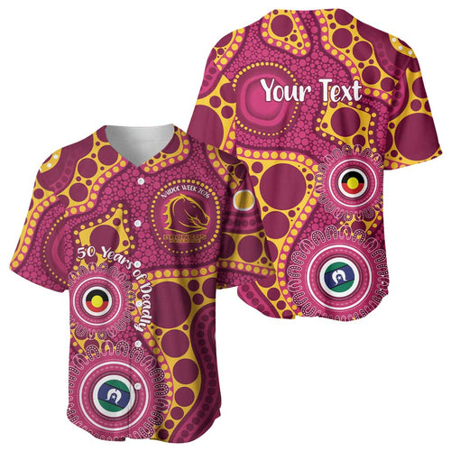 Broncos NAIDOC Week 2026 Personalised Baseball Jersey 50 Years of Deadly Aboriginal Art