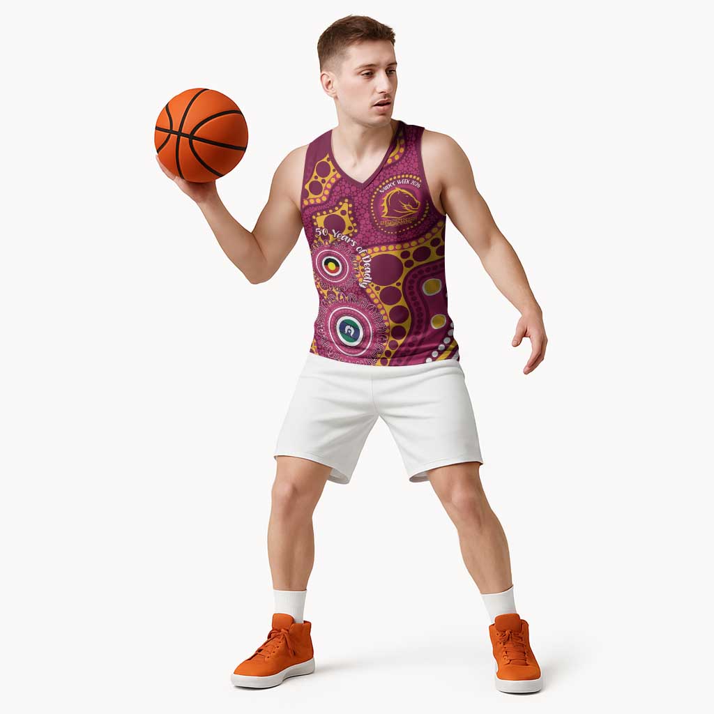 Broncos NAIDOC Week 2026 Personalised Basketball Jersey 50 Years of Deadly Aboriginal Art