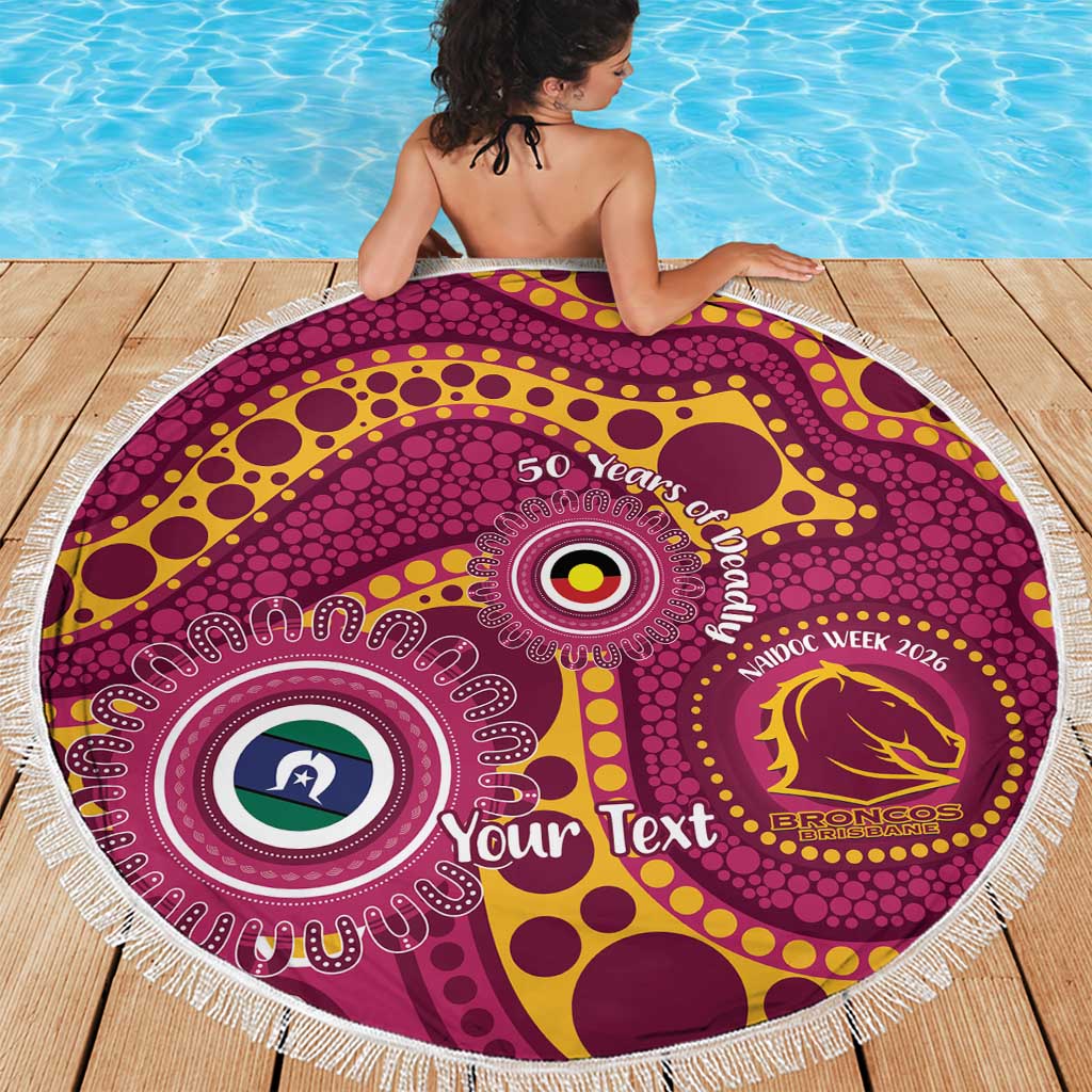 Broncos NAIDOC Week 2026 Personalised Beach Blanket 50 Years of Deadly Aboriginal Art