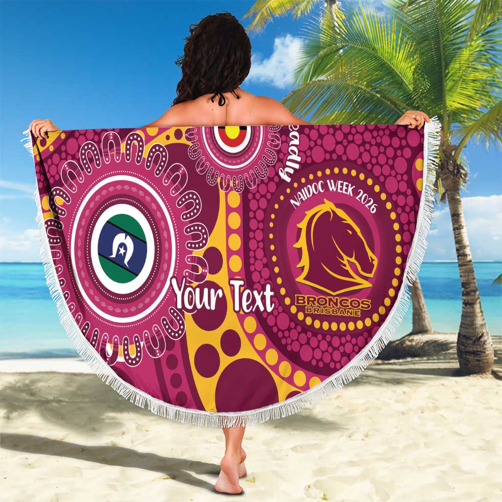 Broncos NAIDOC Week 2026 Personalised Beach Blanket 50 Years of Deadly Aboriginal Art