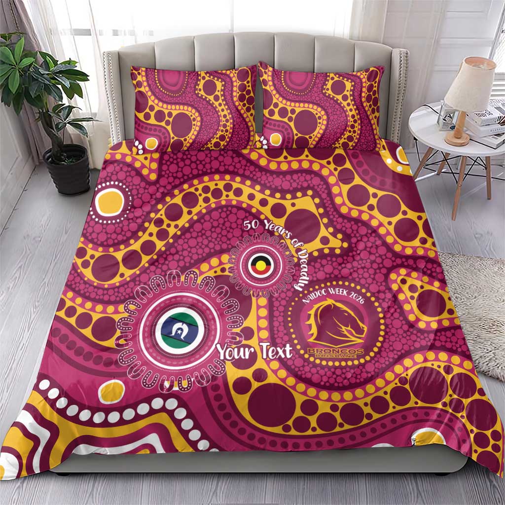 Broncos NAIDOC Week 2026 Personalised Bedding Set 50 Years of Deadly Aboriginal Art