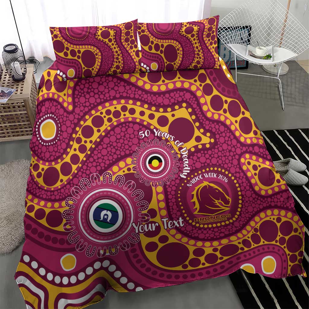 Broncos NAIDOC Week 2026 Personalised Bedding Set 50 Years of Deadly Aboriginal Art