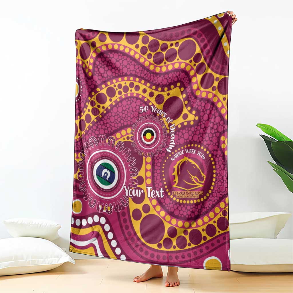 Broncos NAIDOC Week 2026 Personalised Blanket 50 Years of Deadly Aboriginal Art