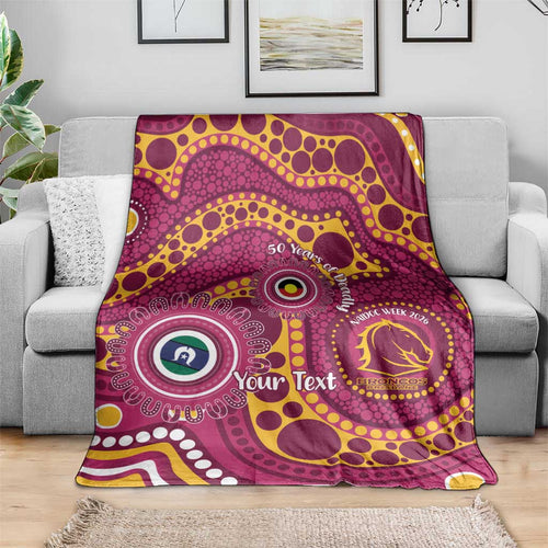 Broncos NAIDOC Week 2026 Personalised Blanket 50 Years of Deadly Aboriginal Art