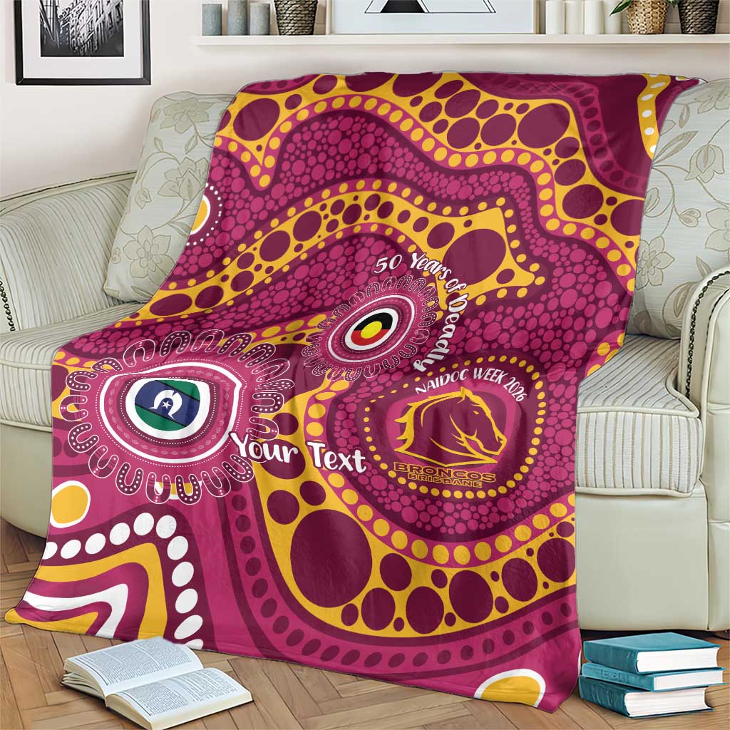 Broncos NAIDOC Week 2026 Personalised Blanket 50 Years of Deadly Aboriginal Art