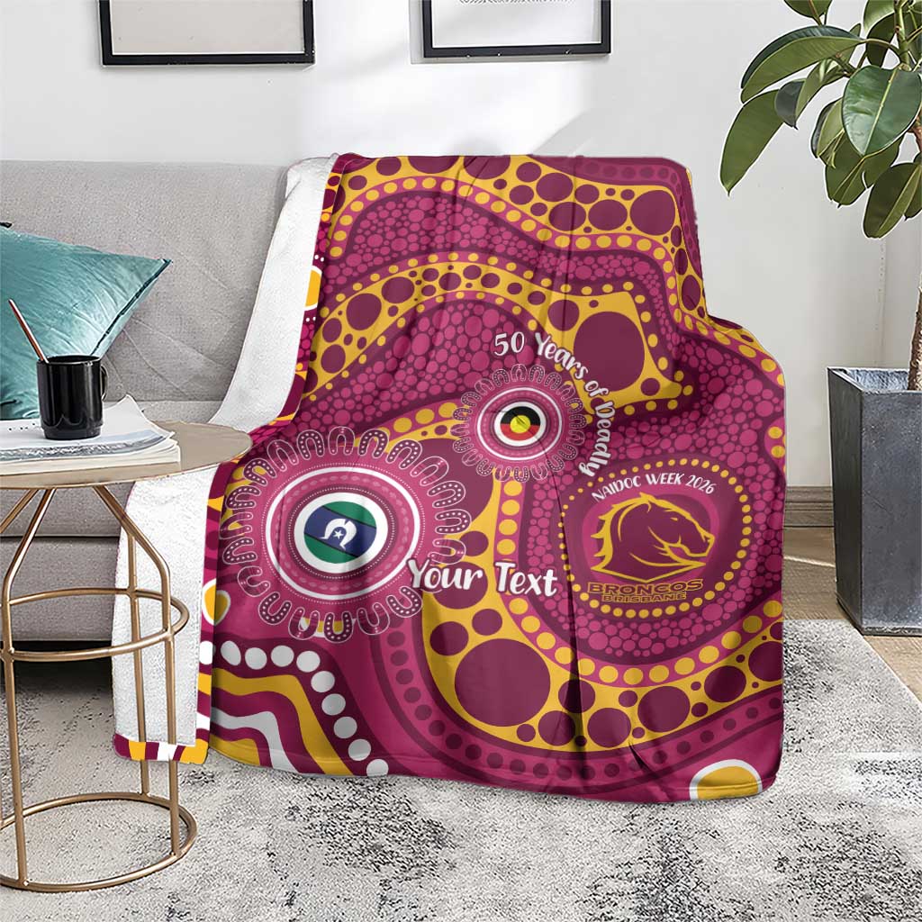 Broncos NAIDOC Week 2026 Personalised Blanket 50 Years of Deadly Aboriginal Art