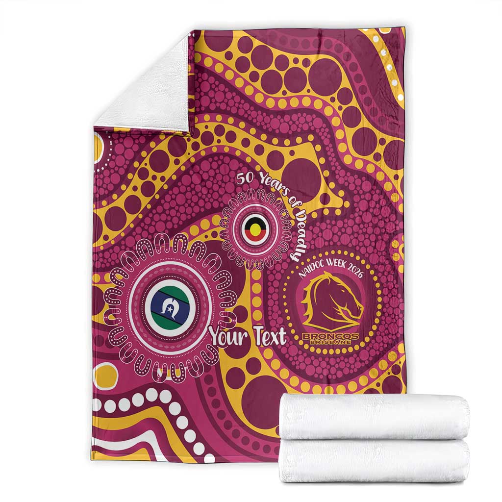 Broncos NAIDOC Week 2026 Personalised Blanket 50 Years of Deadly Aboriginal Art