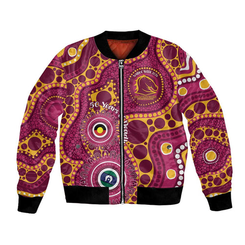 Broncos NAIDOC Week 2026 Personalised Bomber Jacket 50 Years of Deadly Aboriginal Art