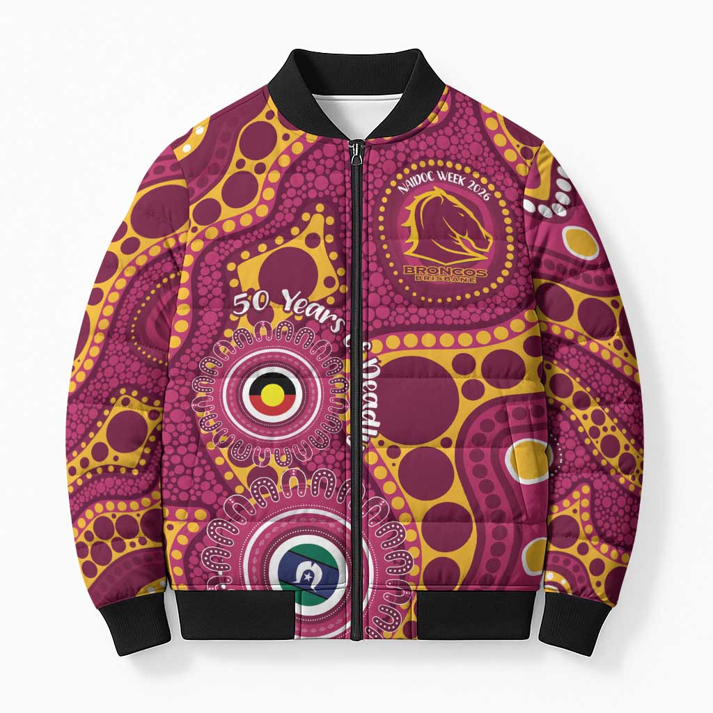 Broncos NAIDOC Week 2026 Personalised Bomber Puffer Jacket 50 Years of Deadly Aboriginal Art