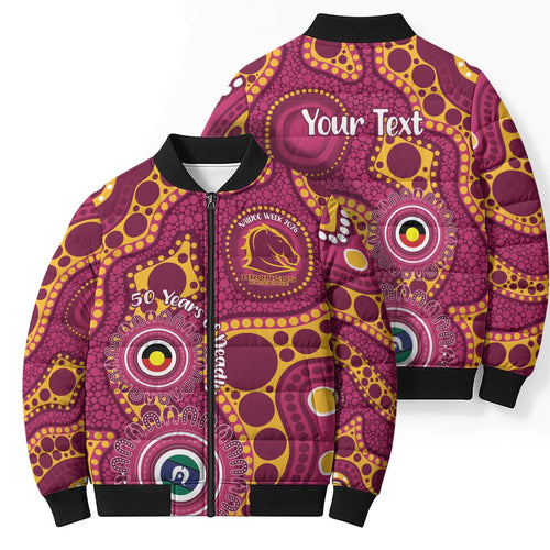 Broncos NAIDOC Week 2026 Personalised Bomber Puffer Jacket 50 Years of Deadly Aboriginal Art