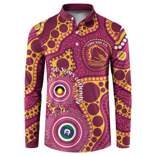 Broncos NAIDOC Week 2026 Personalised Button Sweatshirt 50 Years of Deadly Aboriginal Art