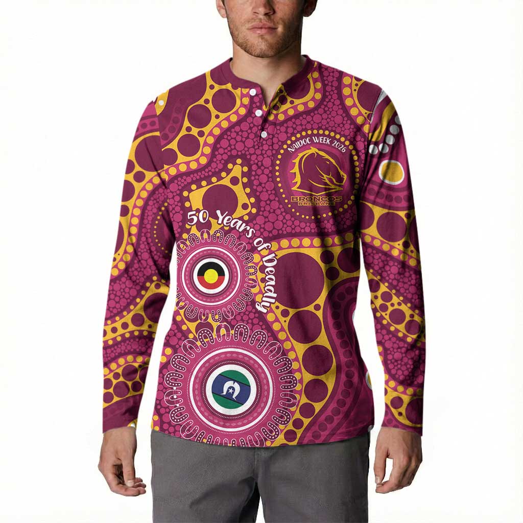 Broncos NAIDOC Week 2026 Personalised Button Sweatshirt 50 Years of Deadly Aboriginal Art