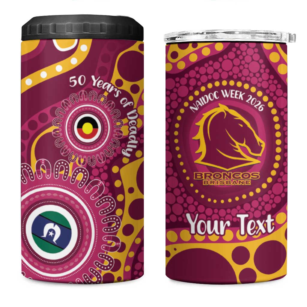 Broncos NAIDOC Week 2026 Personalised 4 in 1 Can Cooler Tumbler 50 Years of Deadly Aboriginal Art