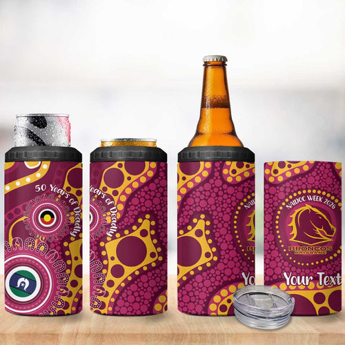 Broncos NAIDOC Week 2026 Personalised 4 in 1 Can Cooler Tumbler 50 Years of Deadly Aboriginal Art