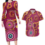 Broncos NAIDOC Week 2026 Personalised Couples Matching Long Sleeve Bodycon Dress and Hawaiian Shirt 50 Years of Deadly Aboriginal Art
