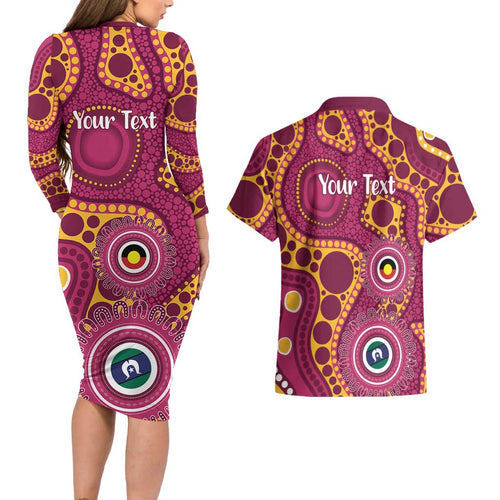 Broncos NAIDOC Week 2026 Personalised Couples Matching Long Sleeve Bodycon Dress and Hawaiian Shirt 50 Years of Deadly Aboriginal Art