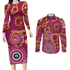 Broncos NAIDOC Week 2026 Personalised Couples Matching Long Sleeve Bodycon Dress and Long Sleeve Button Shirt 50 Years of Deadly Aboriginal Art